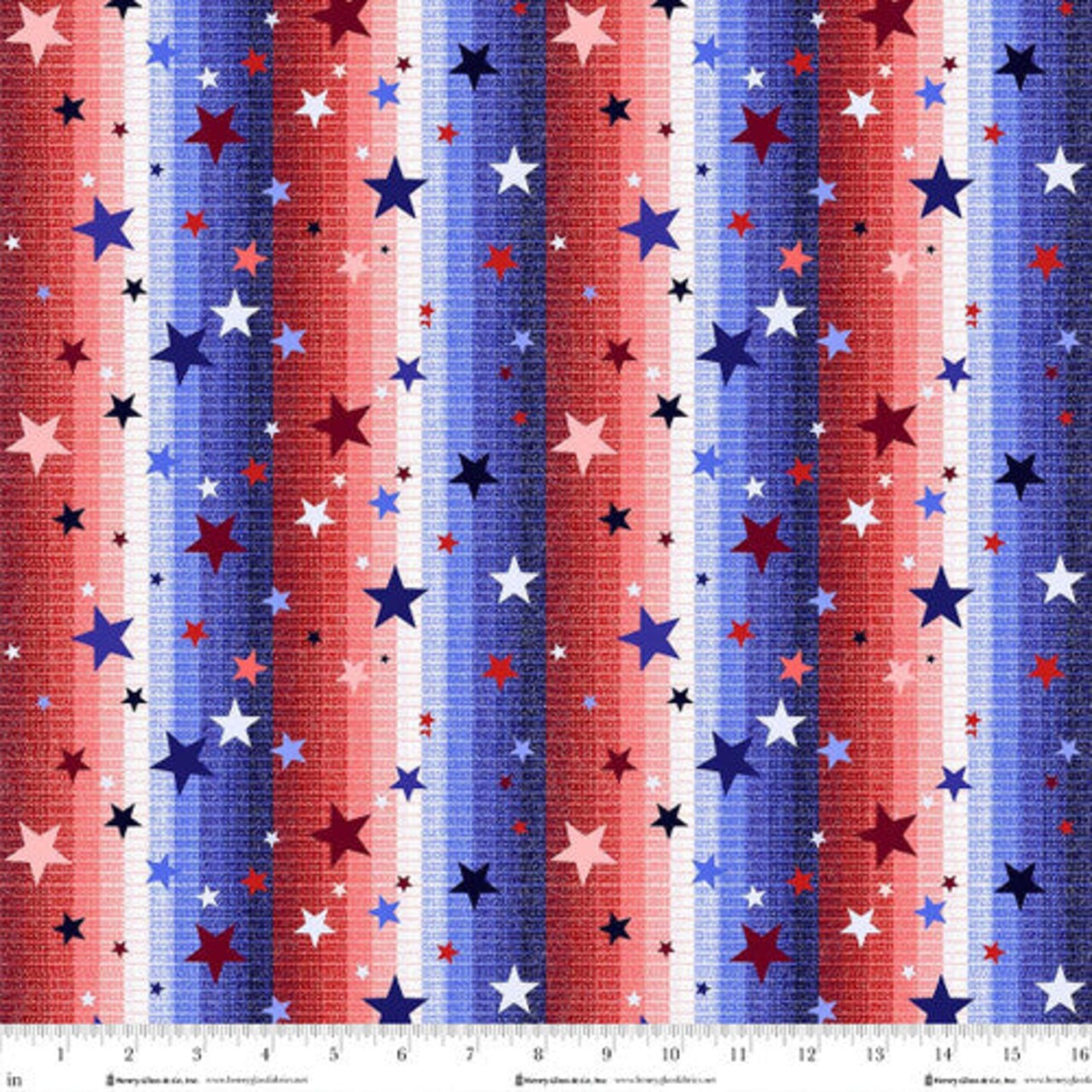 Fabric Henry Glass Gradient Stars and Stripes Pearlescent Patriotic Pop by the Quarter Yard 3475-87